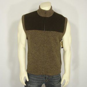 NWT WOOLRICH LOGAN SUMIT VEST WOOL FAUX SUEDE QUILTED TRIM ZIP VEST MEN'S L